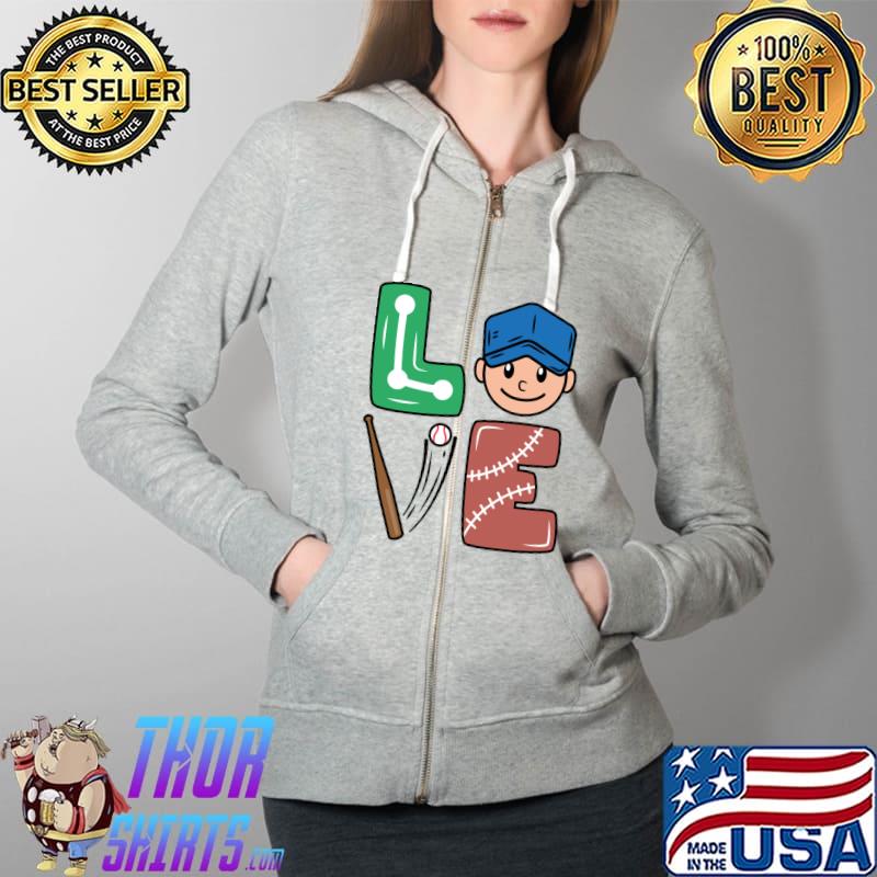 Love Baseball Cool Sports Player fan Brother Son Boys T- Full Zip Hooded