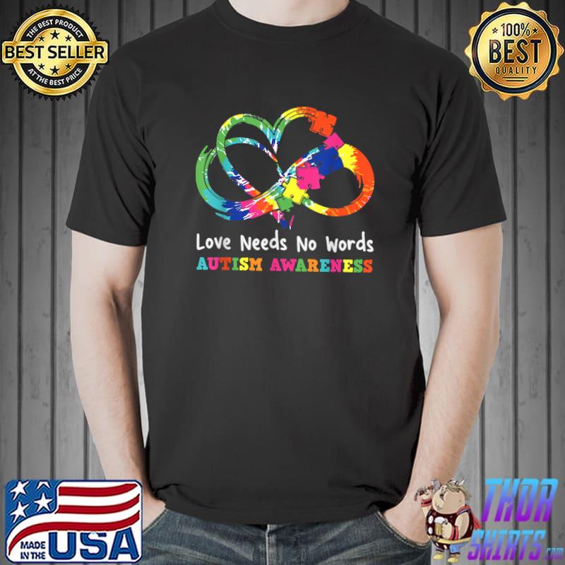 Love Needs No Words Heart Puzzle Autism Awareness T-Shirt Unisex