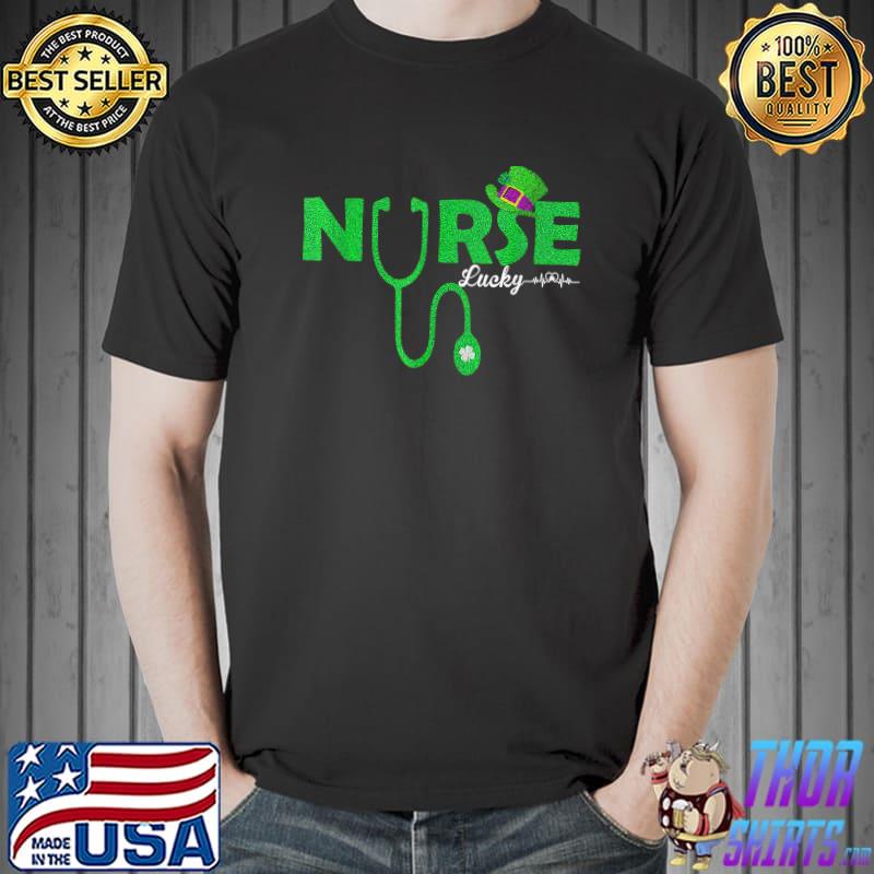 Lucky clover Stethoscope heartbeat Nurse St Patricks day T-Shirt Unisex
