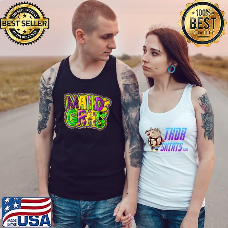 Mardi Gras Leopard Plaid Print Funny New Orleans Outfit T- Tank Top