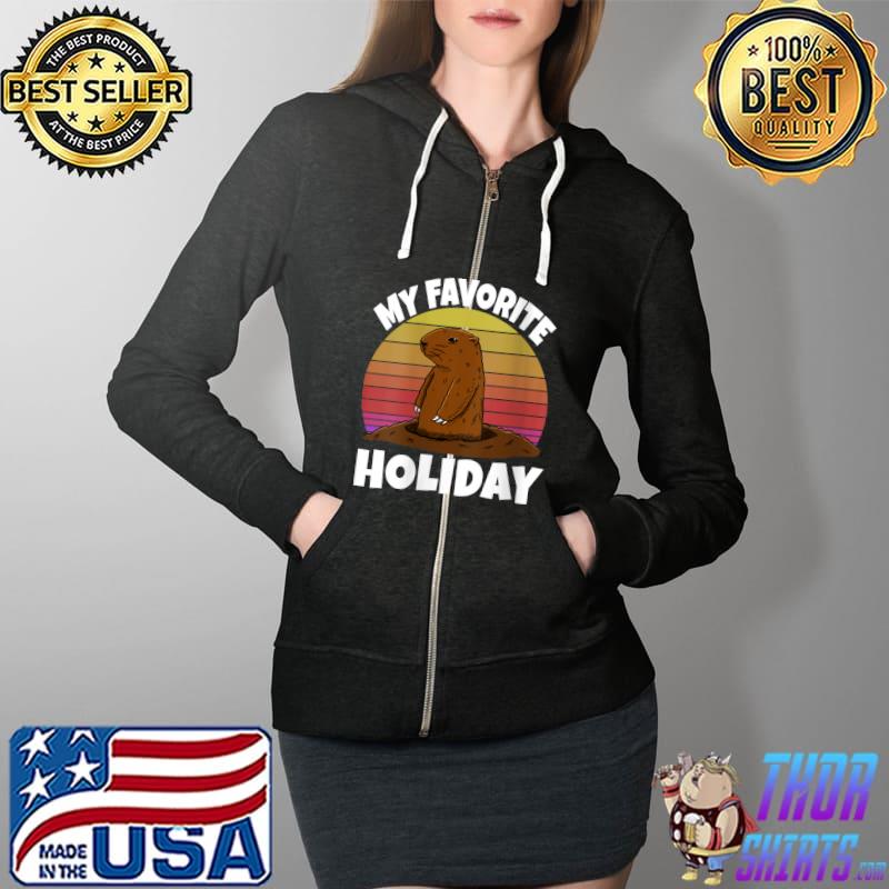 My Favorite Holiday Grounghog Funny Animal Love T- Full Zip Hooded