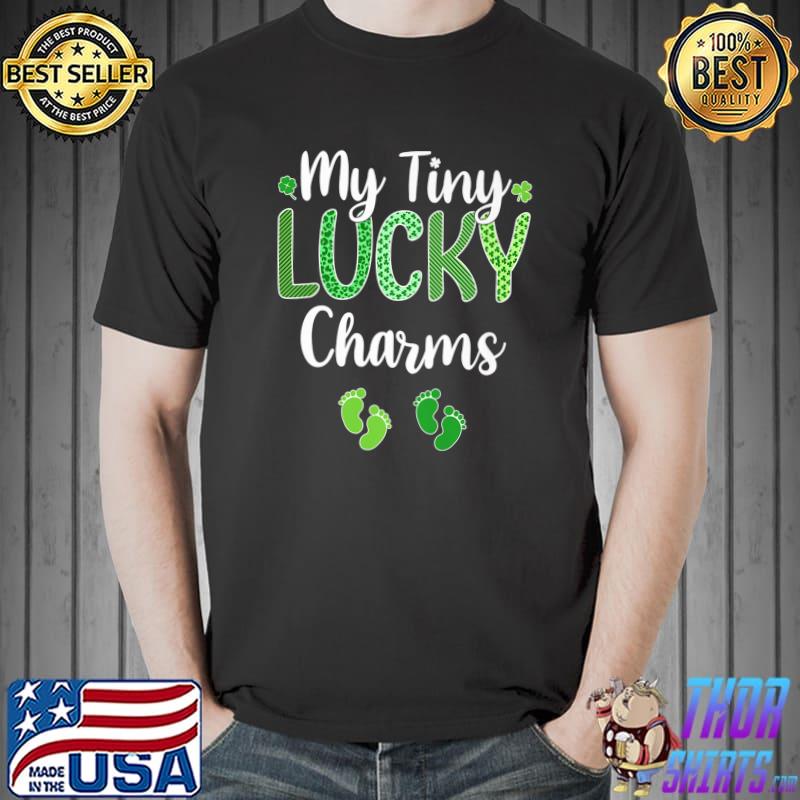 My Tiny Lucky Charms Pregnancy Reveal St Patrick's Day Twin Premium T-Shirt Unisex