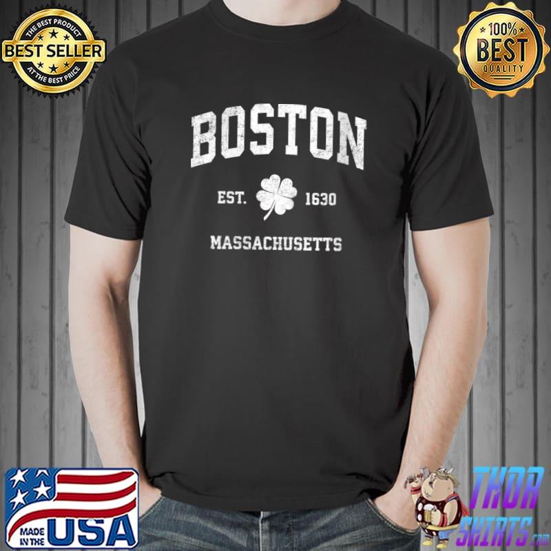 Nice Boston Massachusetts Vintage Shamrock Sports T- Unisex
