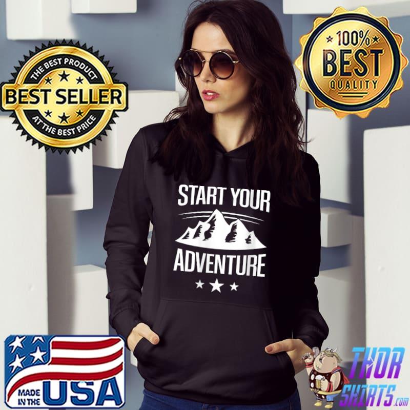Official Retro Hiking Hiker on Rock Retro Sunset Mountain T- Hoodie