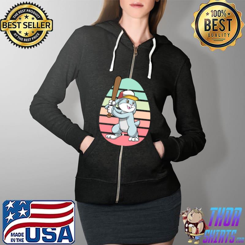 Original Baseball Player Bunny Easter Day Cute Sports Boys Kids T- Full Zip Hooded
