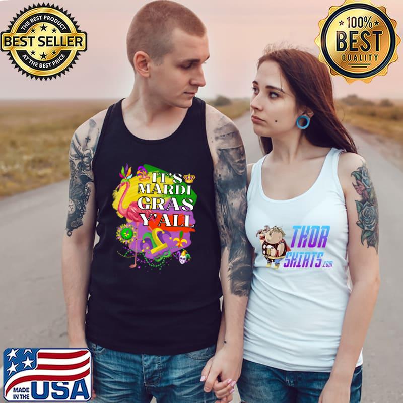 Original It's Mardi Gras Y'all Pink Flamingo T-shirt
