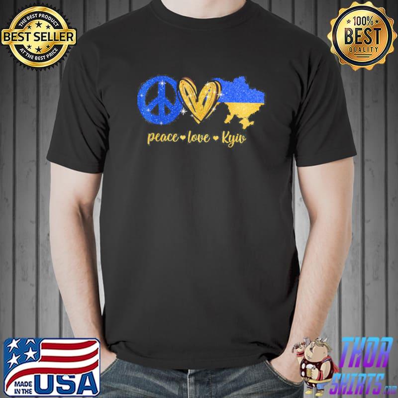 Peace love kyiv Ukraine ukrainian flag I stand with Ukraine shirt