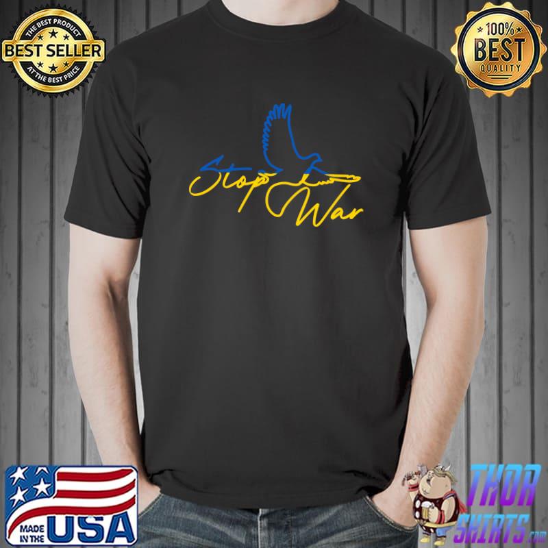 Peace Sign Dove Stand with Ukraine Ukrainian Pride Flag T- Unisex