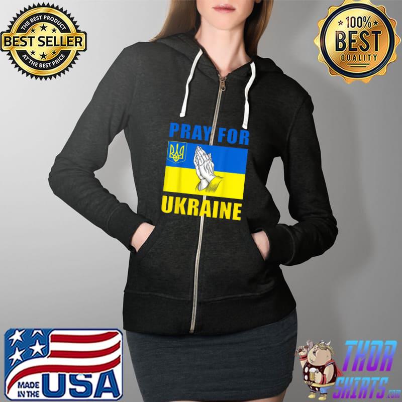 Pray For Ukraine Flag Free Ukraine T-Shirt Full Zip Hooded