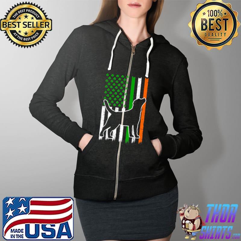 Premium Labrador USA Flag Shamrock Irish St Patricks Day Dog Lover T- Full Zip Hooded