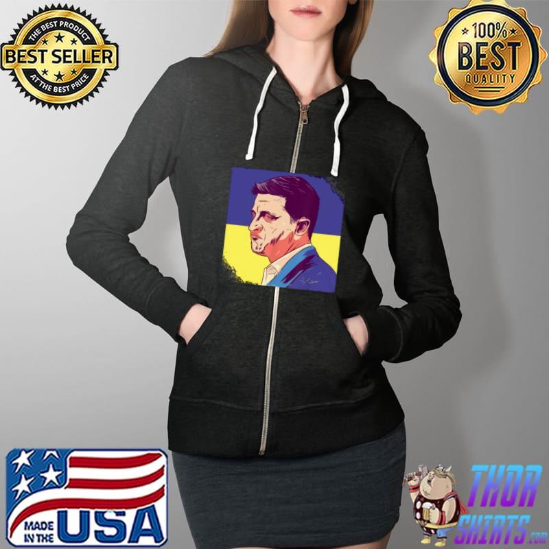 President Zelensky, Ukrainian President, Supporting Ukraine T-Shirt Full Zip Hooded