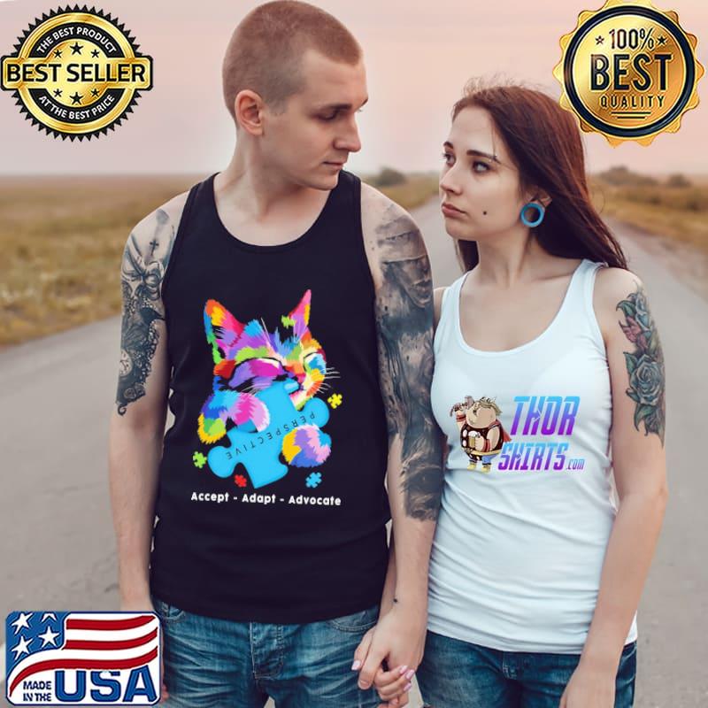 Prespective Aceept Adapt Advocate Cat Autism Tank Top