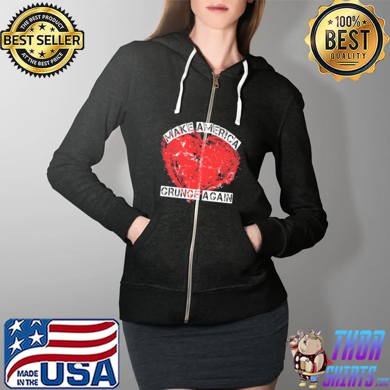 Red heart make America grunge again Full Zip Hooded