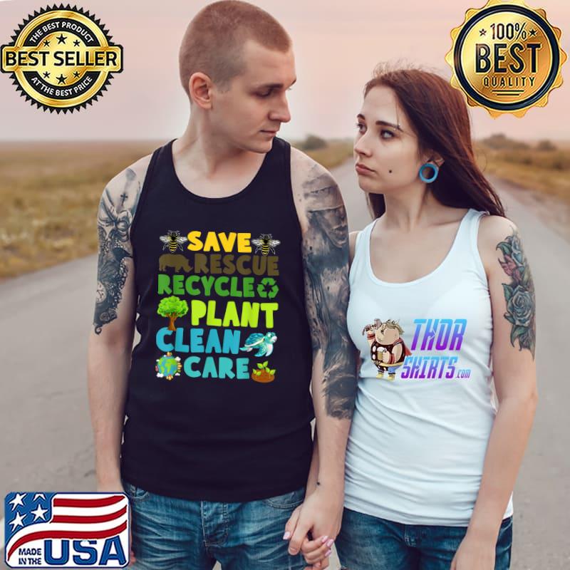 Save Bees Rescue Animals Recycle Plastic Earth Day Planet T-Shirt