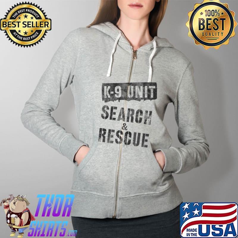 SEARCH & RESCUE K-9 UNIT S.A.R Dept Vintage SAR Canine Team T-Shirt Full Zip Hooded