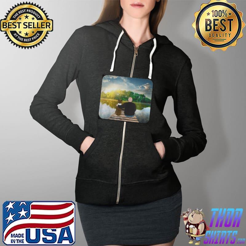 Sitting on the lake dock pitbull Full Zip Hooded