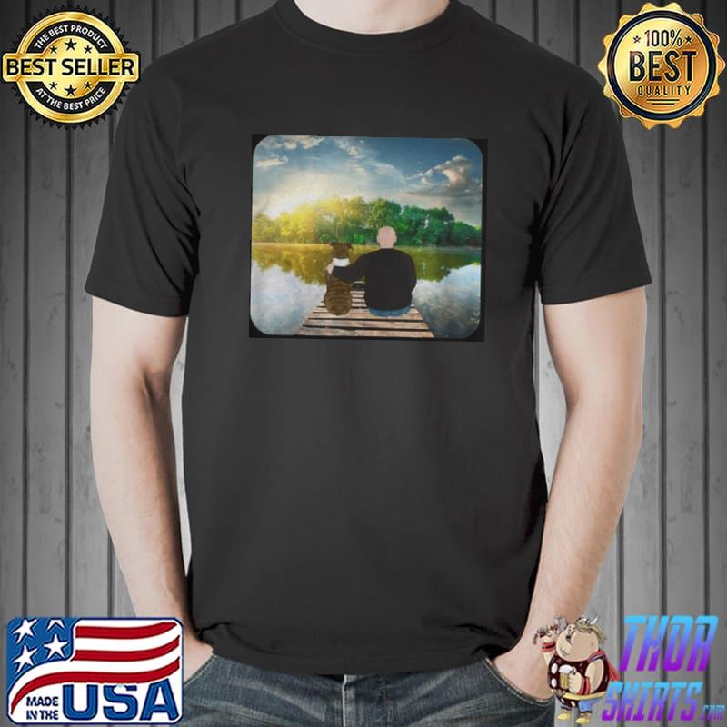 Sitting on the lake dock pitbull shirt