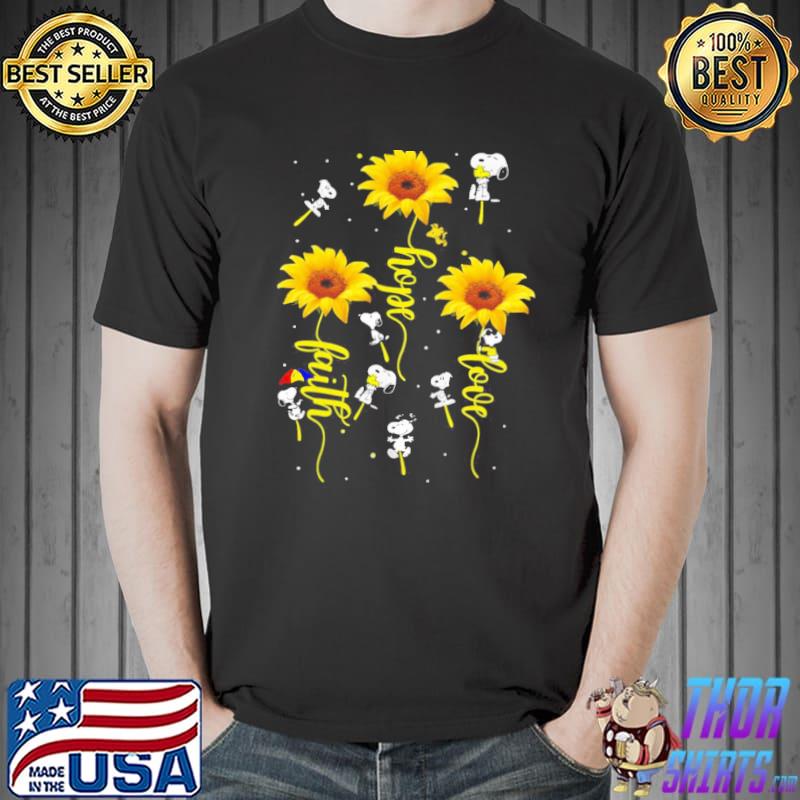 Snoopy sunflower love hope faith shirt