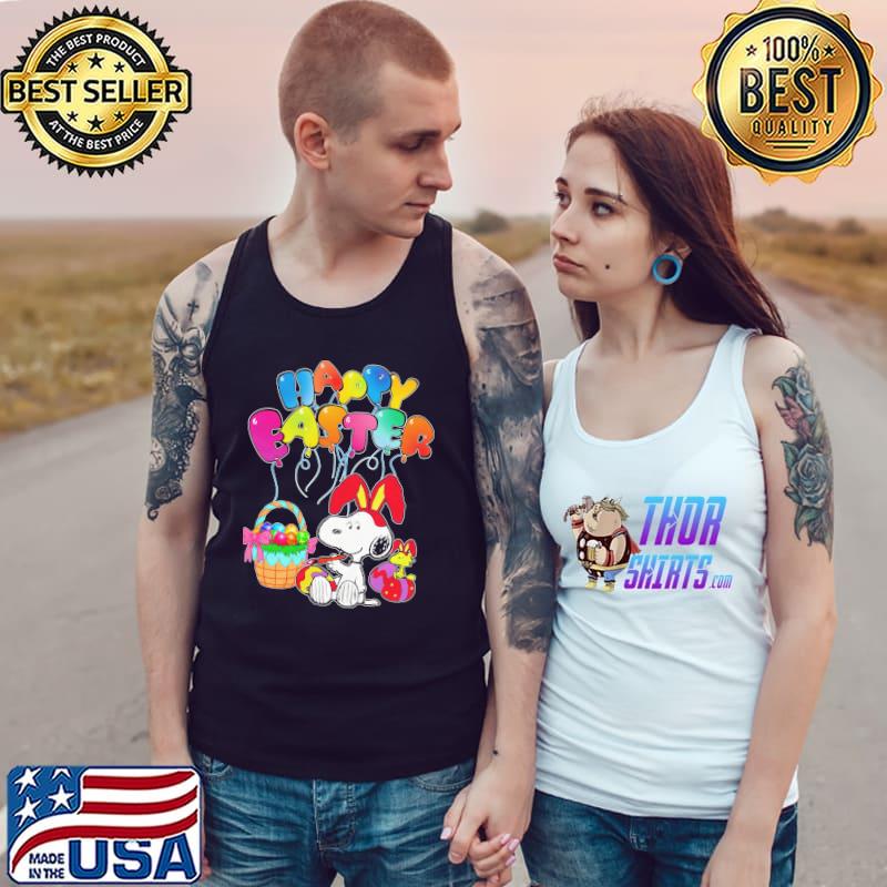 Snoopy woodstock balloons eggs happy easter Tank Top
