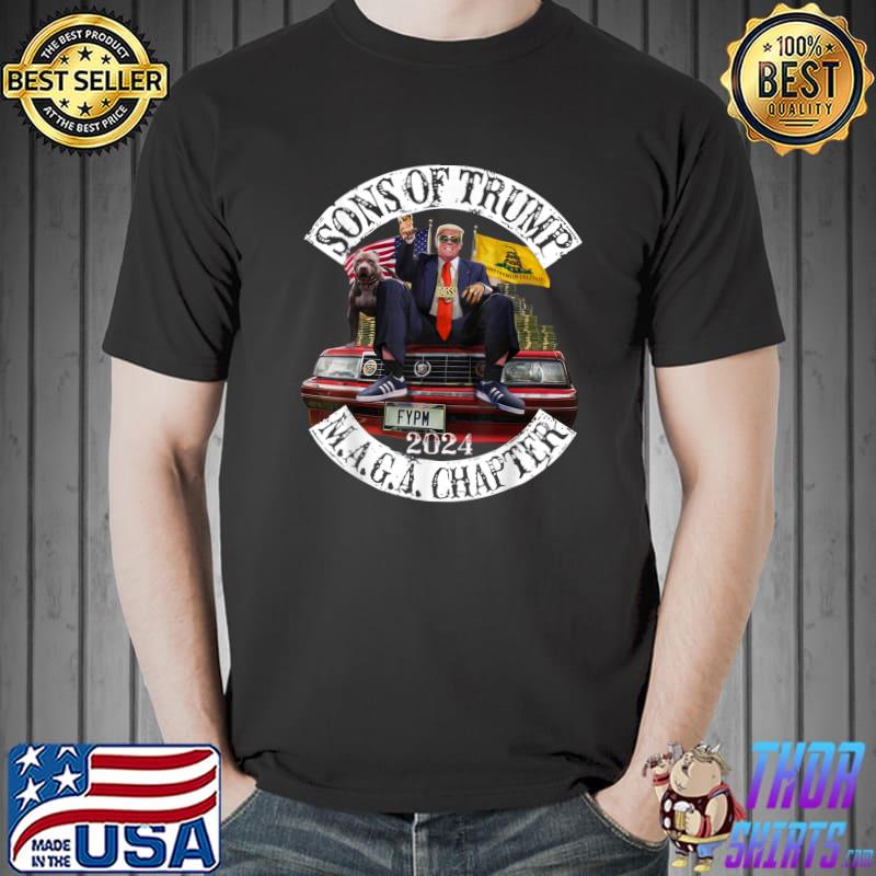 Sons of Trump Maga Chapter 2024 With Pitbull Dog On Car T-Shirt Unisex