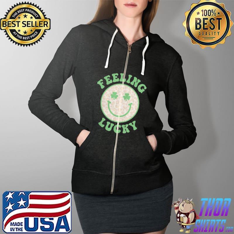 St patricks day feeling lucky smiley leopard face Full Zip Hooded