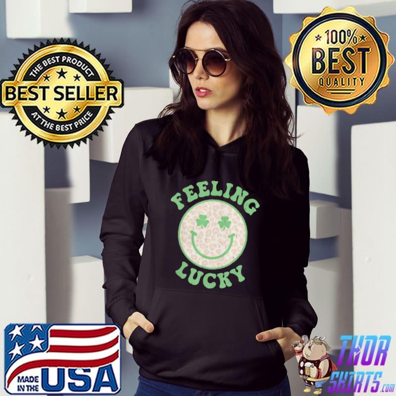 St patricks day feeling lucky smiley leopard face Hoodie