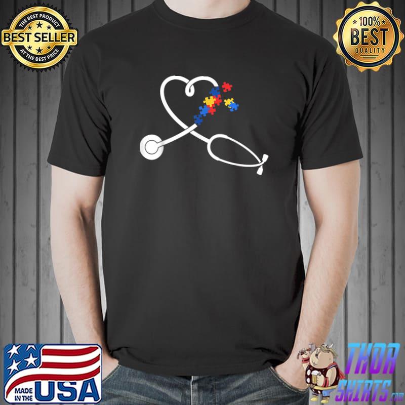 Stethoscope Autism Awareness Medical RN Nurse Doctor T-Shirt Unisex