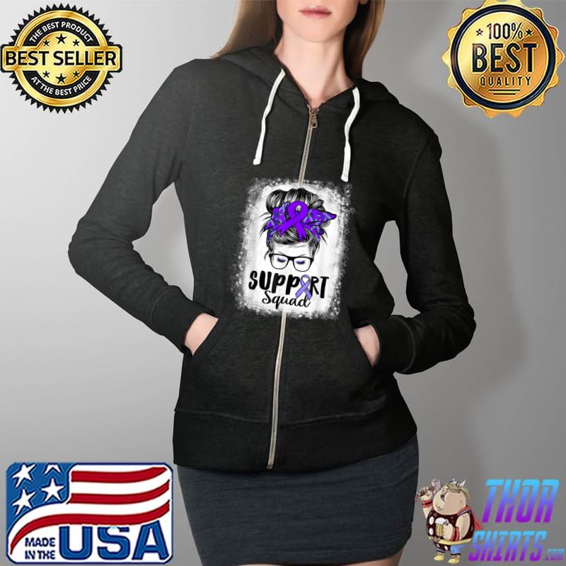 Support Squad Messy Bun Purple Warriorr Epilepsy Awareness T-Shirt Full Zip Hooded