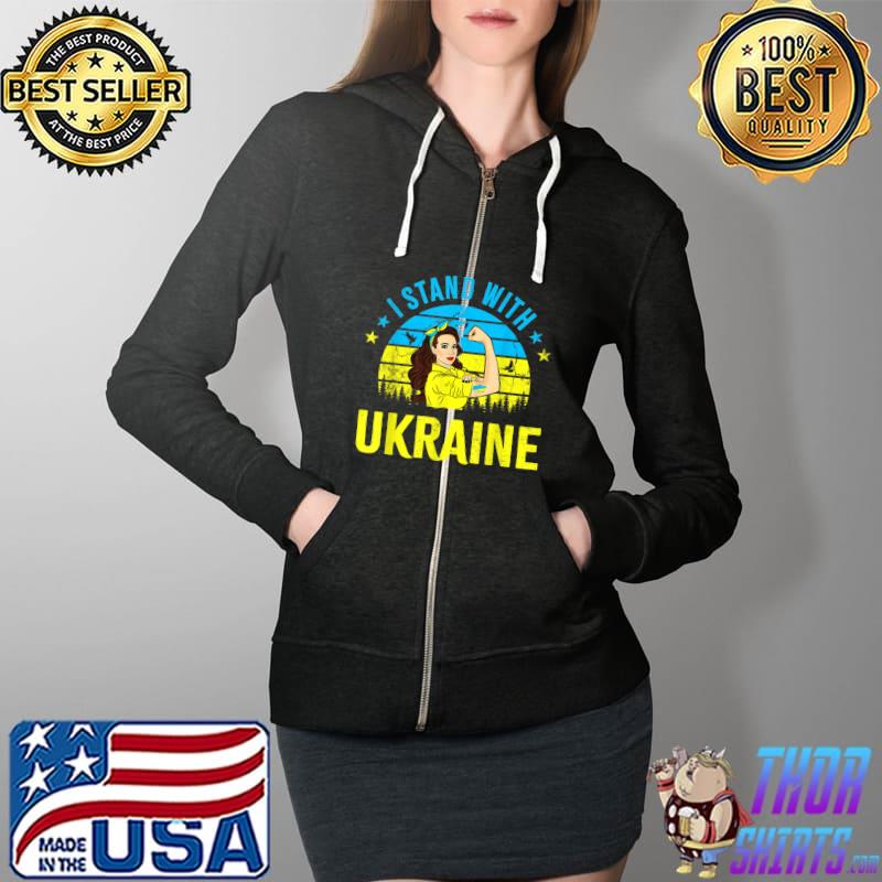 Support Ukraine Strong Women Girls I Stand With Ukraine Gift T-Shirt Full Zip Hooded
