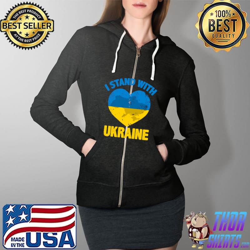 Support Ukrainian Flag I Stand With Ukraine Map T- Full Zip Hooded