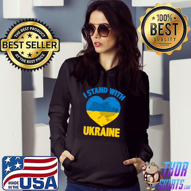 Support Ukrainian Flag I Stand With Ukraine Map T- Hoodie