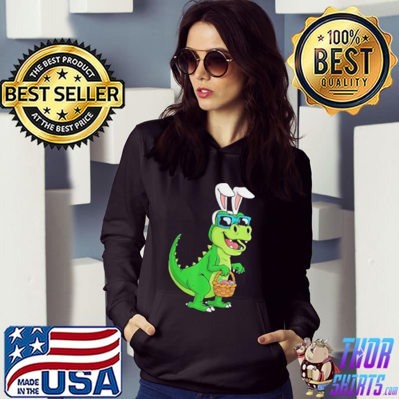 T rex easter bunny with eggs basket dinosaur boys Hoodie