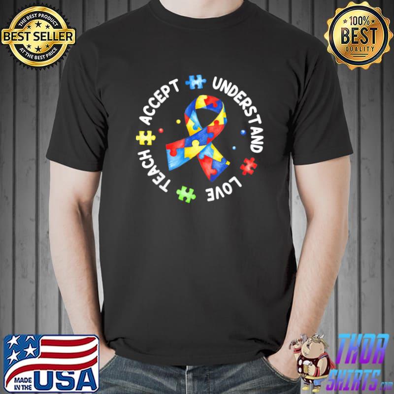 Teach accept understand love autism awareness puzzle teacher shirt