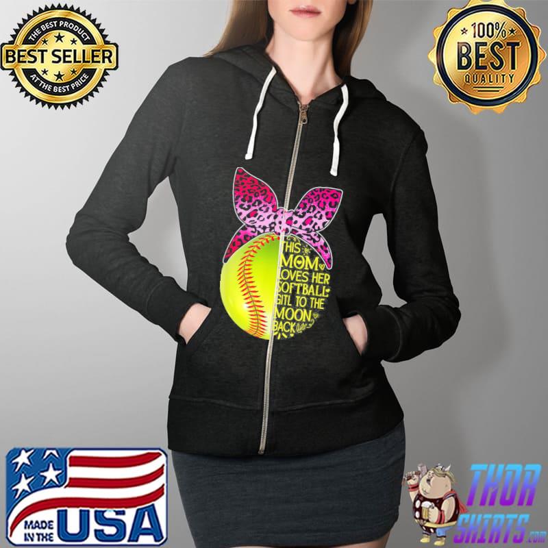 This mom loves her softball leopard bandana mother's day Full Zip Hooded