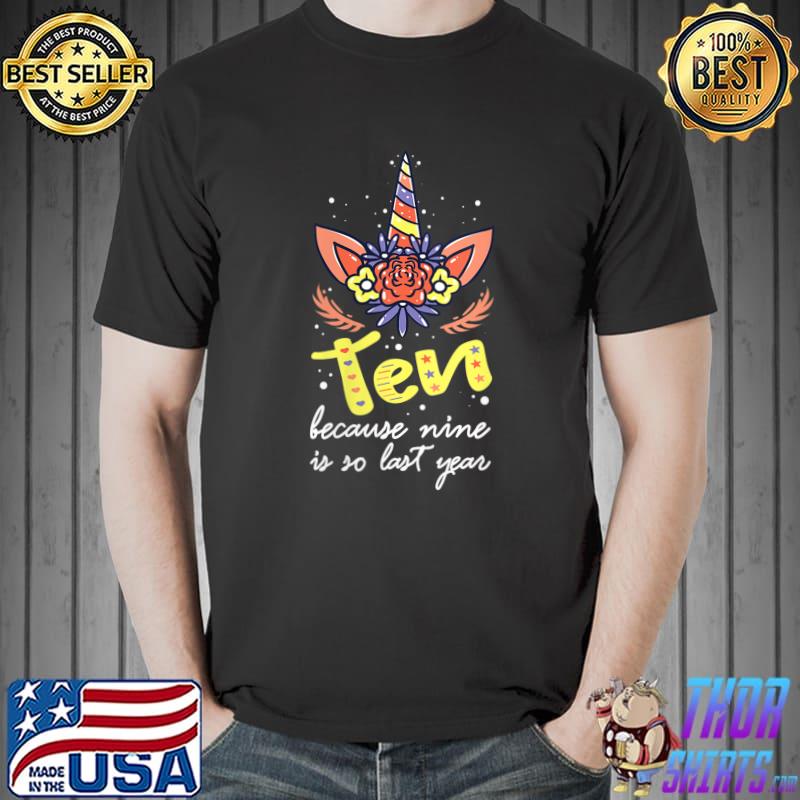 Top 10 Years Old Birthday Girl Unicorn 10th Birthday T- Unisex