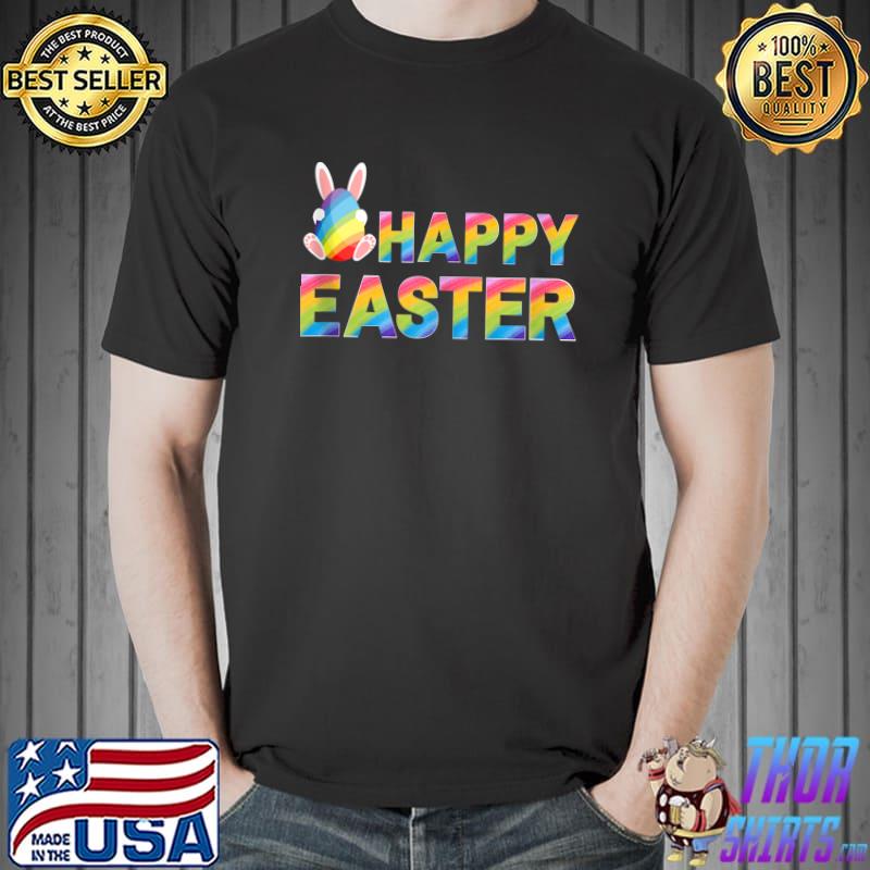 Top Fun Happy Easter Rainbow Bunny Holding Easter Egg Decoration T- Unisex