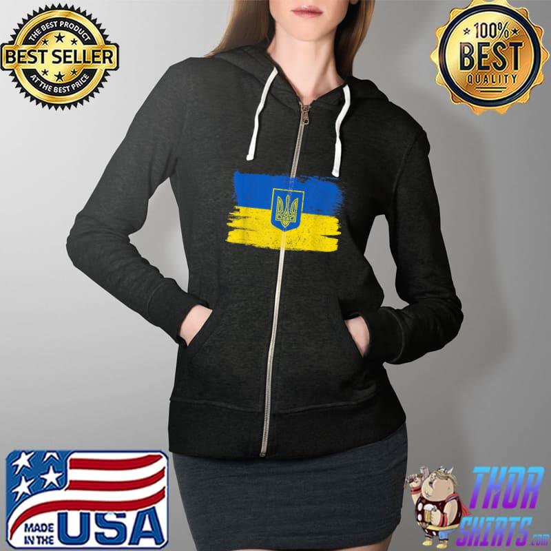 Ukraine Flag Ukrainian Support Friendship Peace Vintage T-Shirt Full Zip Hooded