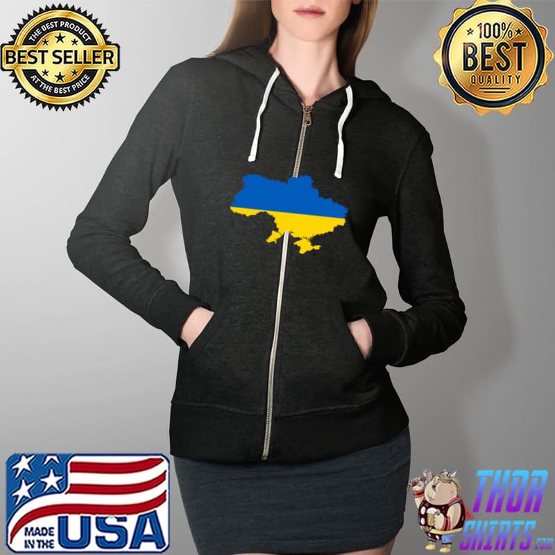 Ukraine Pride Vintage Style Retro-Feel Ukrainian Map Flag T- Full Zip Hooded