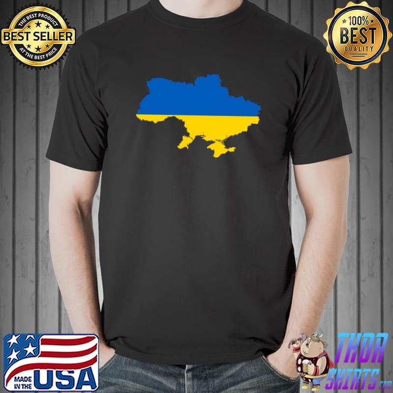 Ukraine Pride Vintage Style Retro-Feel Ukrainian Map Flag T- Unisex