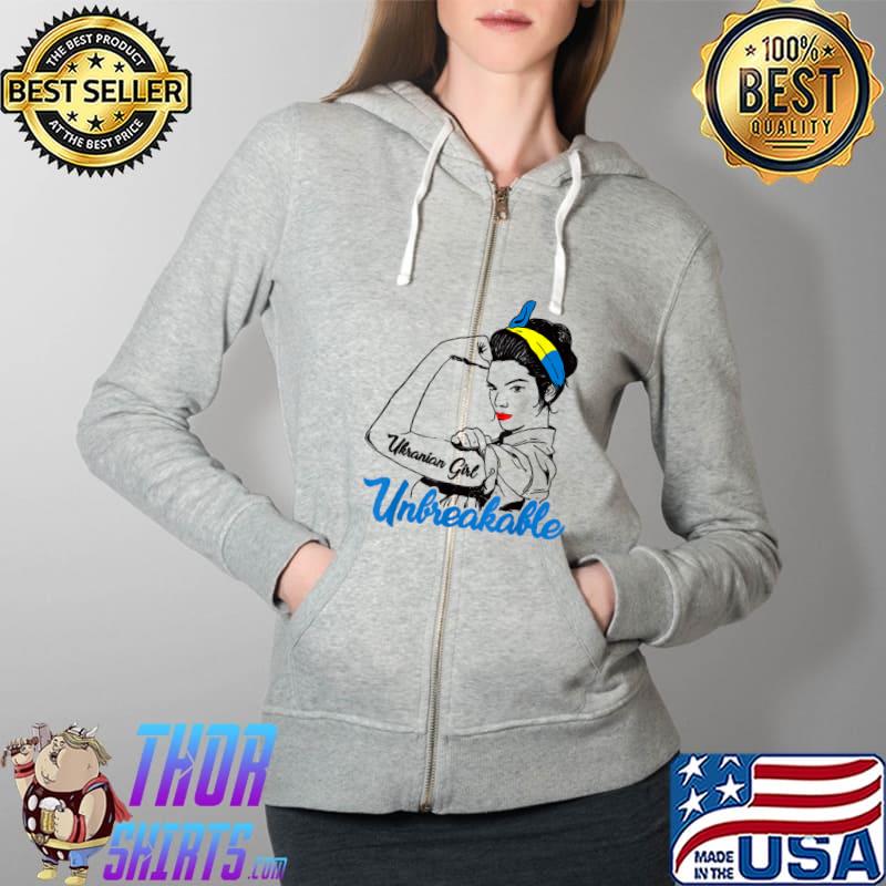 Ukrainian Tshirt Women Girl Unbreakable Ukraine Flag T-Shirt Full Zip Hooded