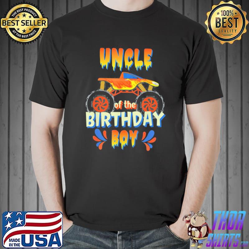 Uncle birthday boy monster truck theme matching family shirt