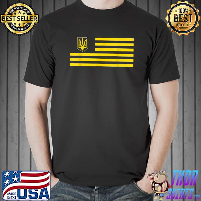 USA Ukraine Trident Flag Yellow Blue T-Shirt Unisex