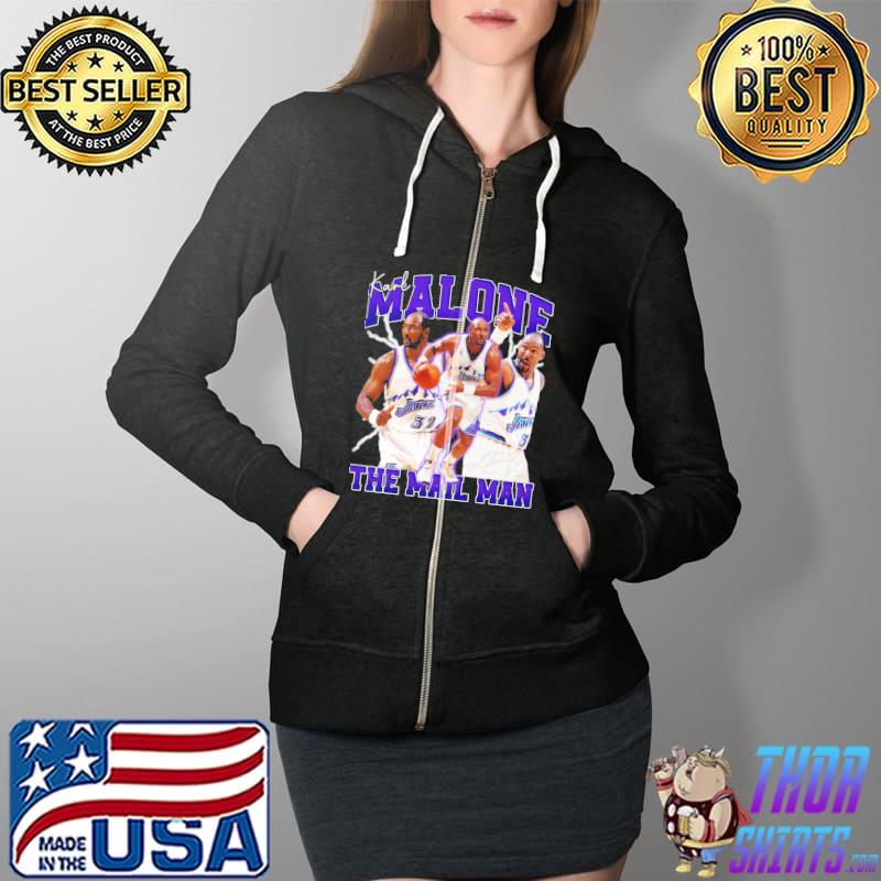 Vintage retro 80s 90s karl malone the mail man basketball legend signature Full Zip Hooded