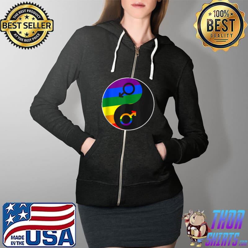 Yin and Yang Character LGBT Pride Homo Gay Bisexual T-Shirt Full Zip Hooded