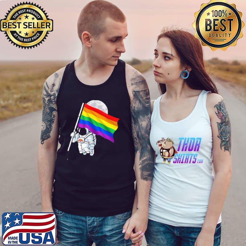 LGBTQ Gay LGBT Ally Rainbow Pride Flag Space Astronaut Shirt Tank Top