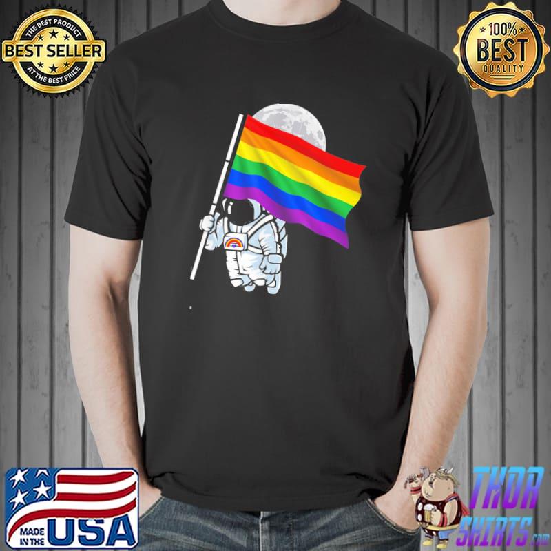 LGBTQ Gay LGBT Ally Rainbow Pride Flag Space Astronaut Shirt