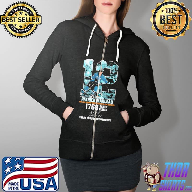 12 Patrick Marleau 1768 Games Played Shirt Full Zip Hooded