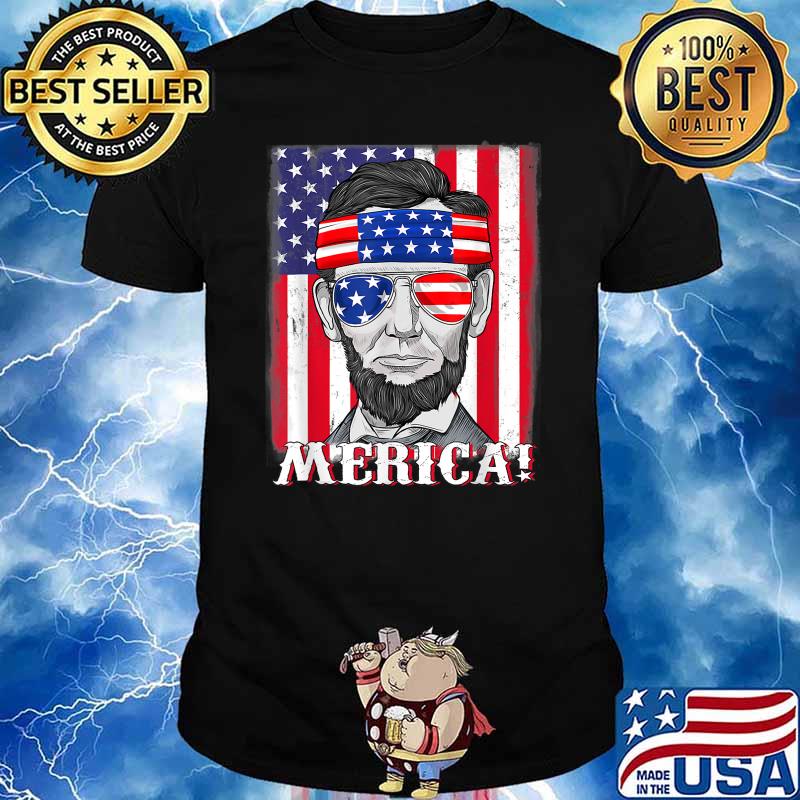Abraham Lincoln Merica 4th Of July American Flag Boys Kids T-Shirt