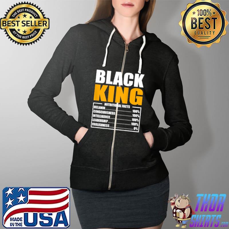 Black King Nutritional Facts Back Print T-Shirt Full Zip Hooded