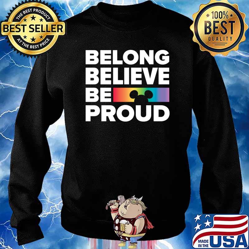 Disney Mickey & Friends Belong Believe Be Proud Pride T- Sweater